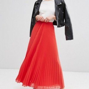 💥STUNNING💥 Vintage Coral Orange Pleated Maxi Skirt